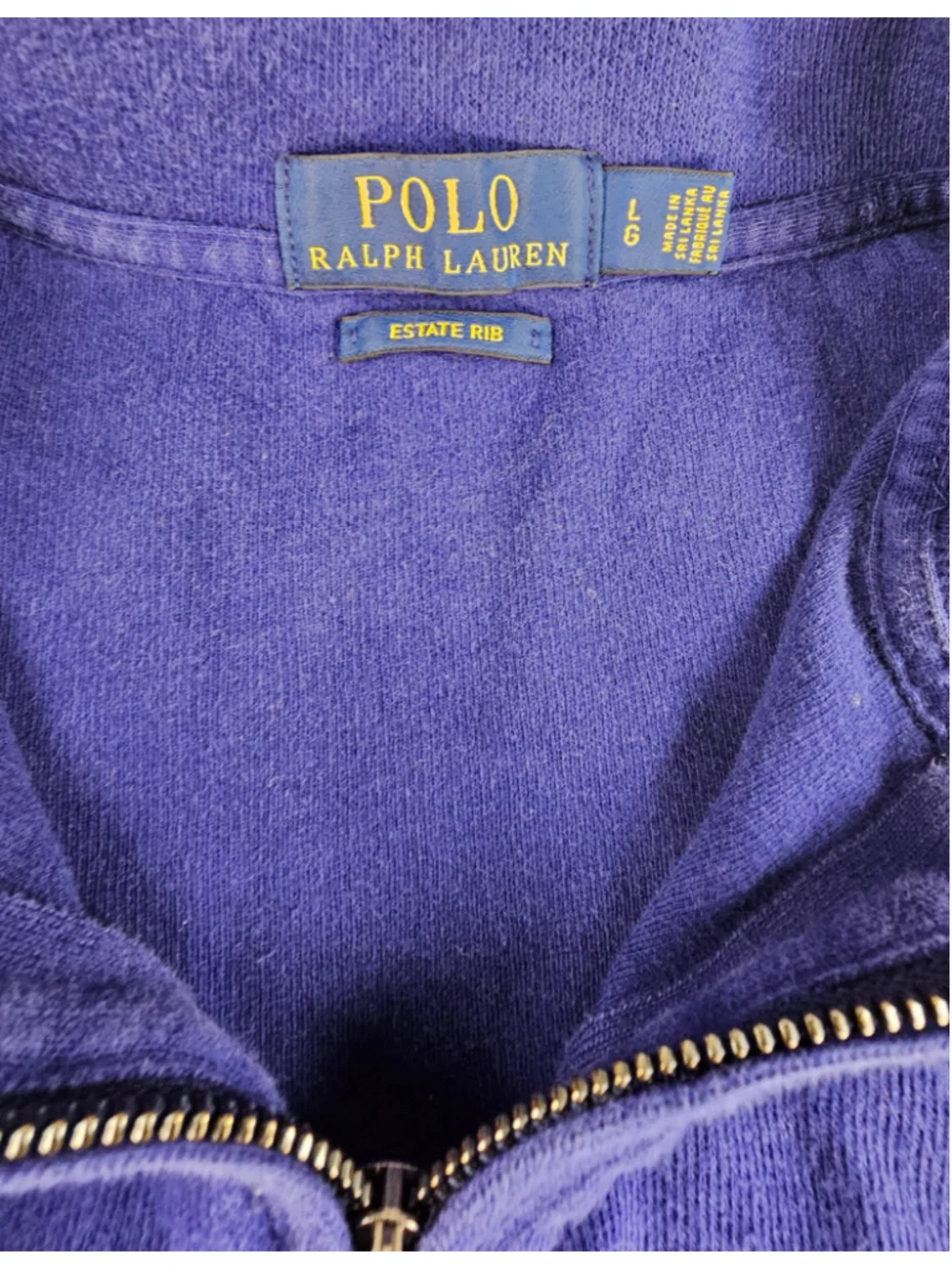 Polo Ralph Lauren Estate Rib Quarter Zip Pullover Men's Large Blue Pony